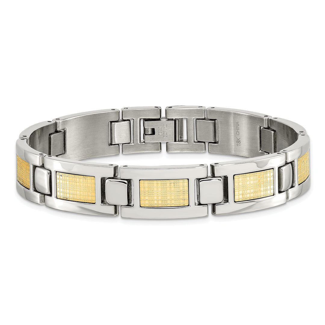 Steel 18K Gold Filled Accent Fold Over Bracelet