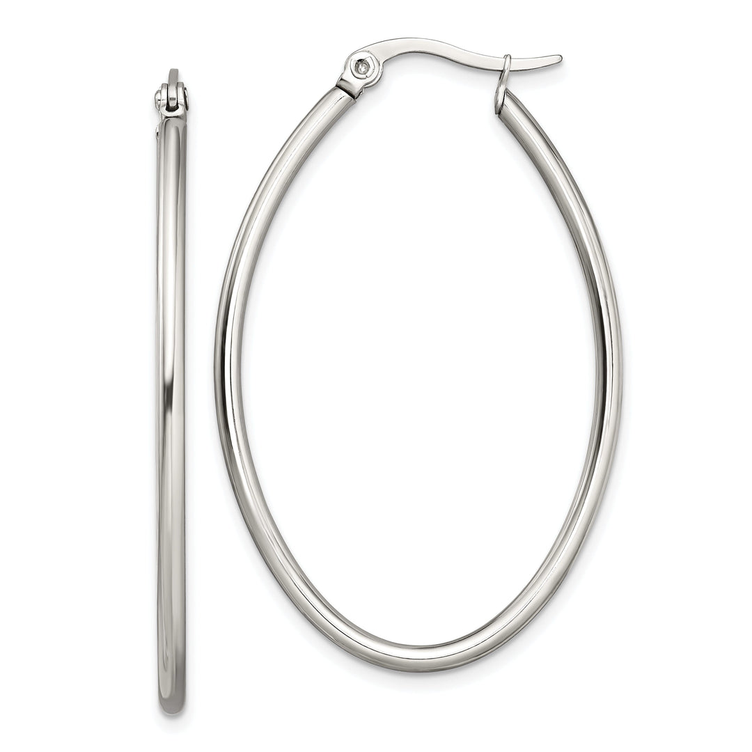Stainless Steel Oval Hoop Earrings 30MM Diameter
