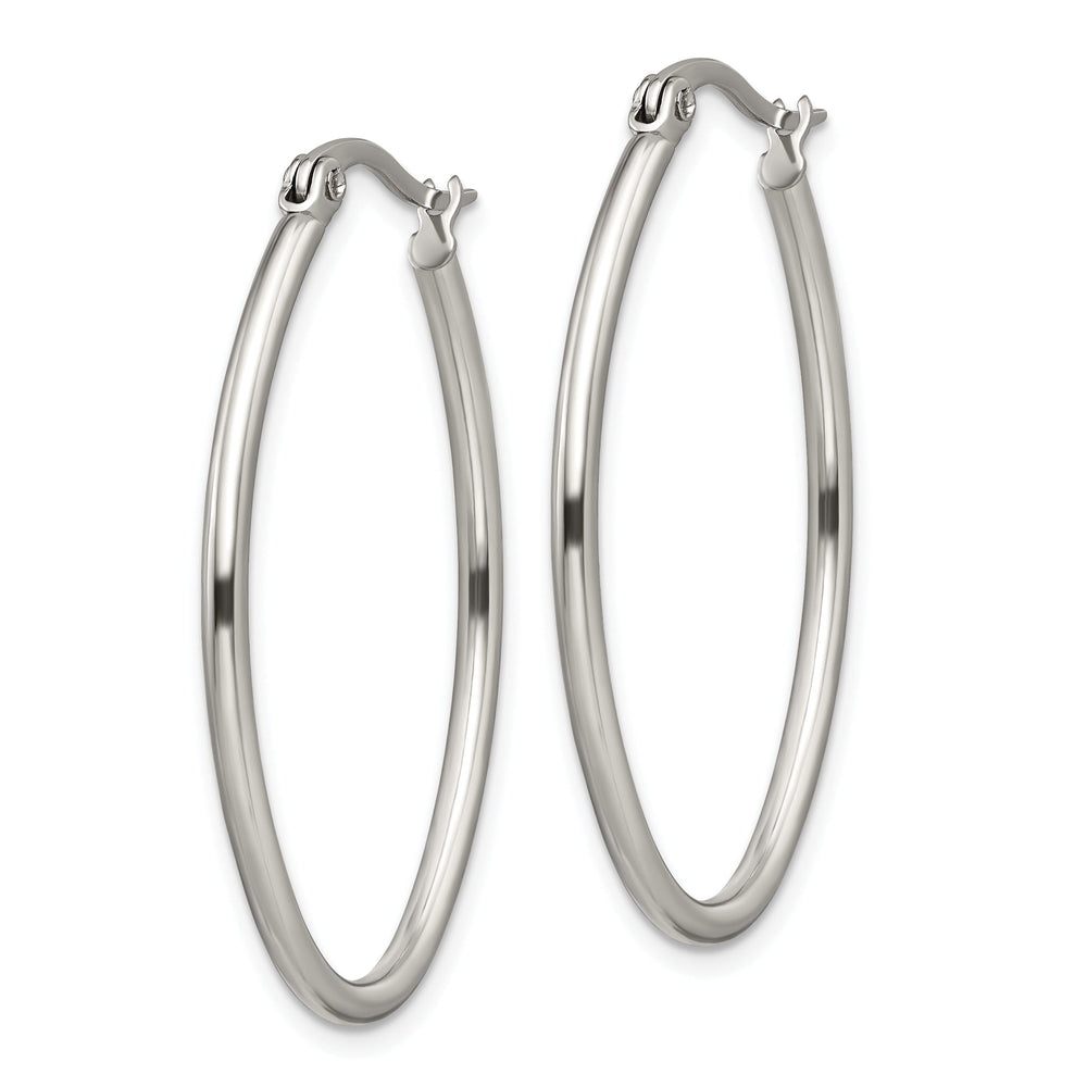 Stainless Steel Oval Hoop Earrings 34MM Diameter