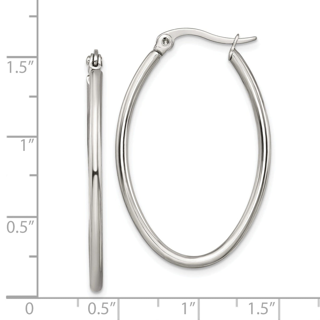 Stainless Steel Oval Hoop Earrings 34MM Diameter