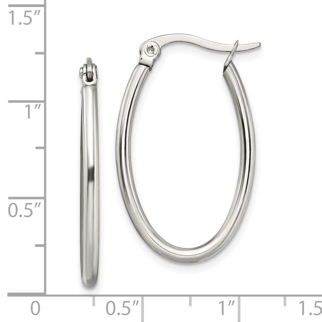 Stainless Steel Oval Hoop Earrings 18MM Diameter