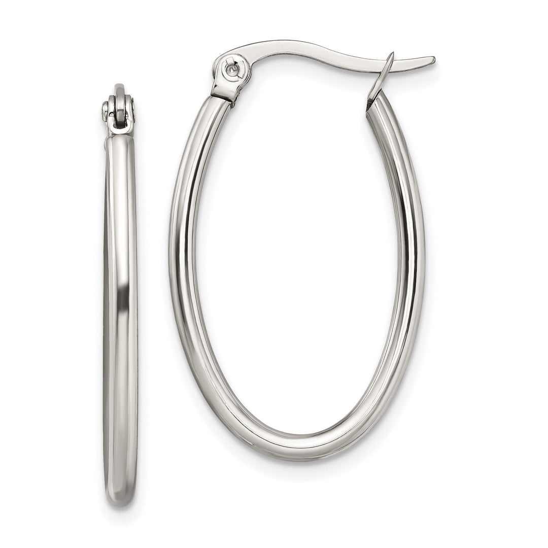 Stainless Steel Oval Hoop Earrings 18MM Diameter