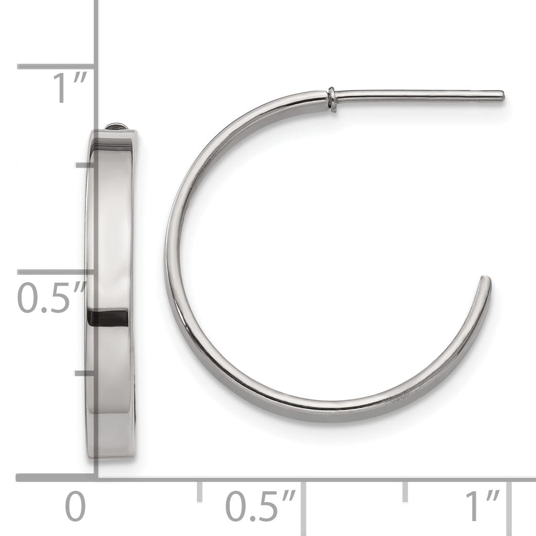 Stainless Steel J Hoop Post Earrings 20MM Diameter
