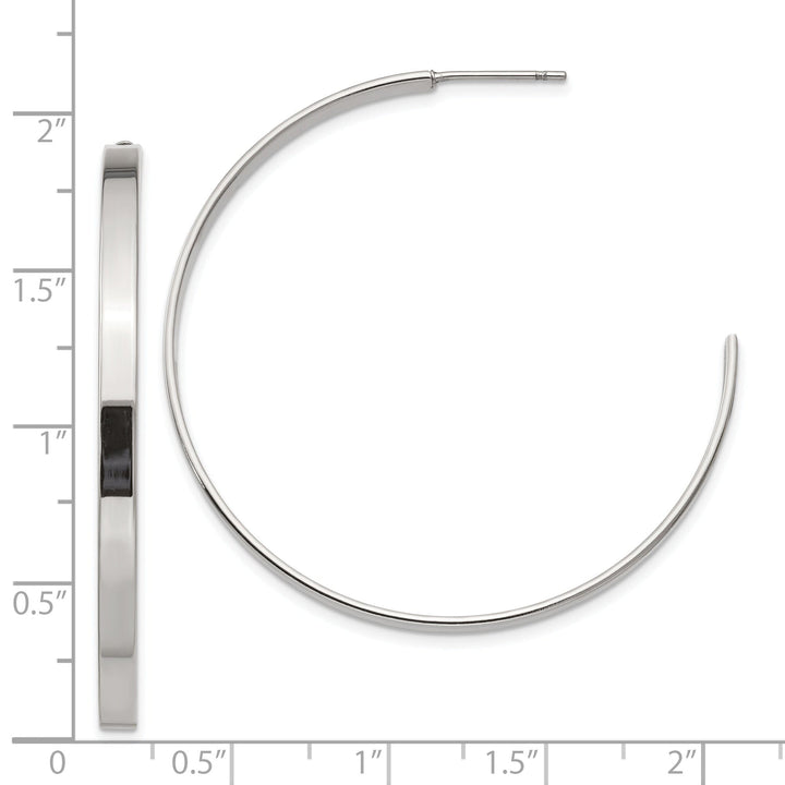 Stainless Steel J Hoop Post Earrings 40MM Diameter