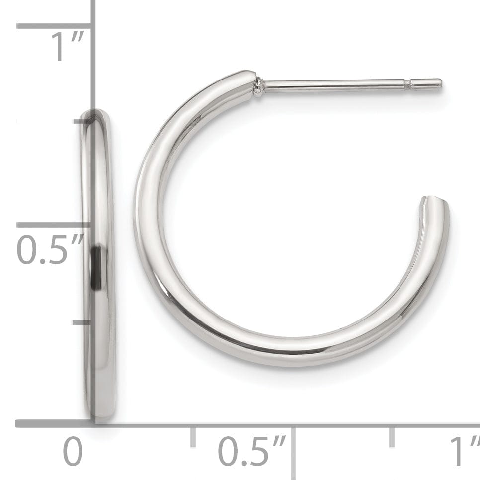 Stainless Steel J Hoop Post Earrings 16MM Diameter
