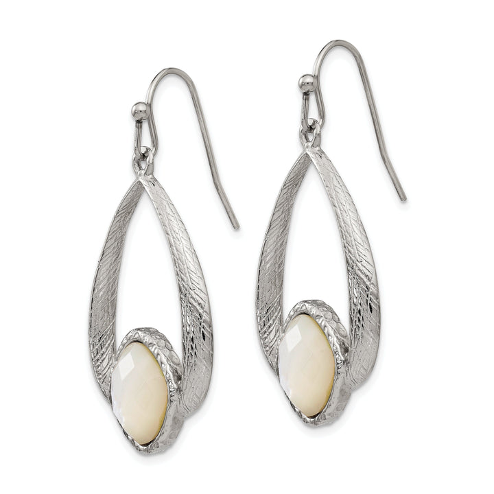 Stainless Steel Texture Mother of Pearl Earrings