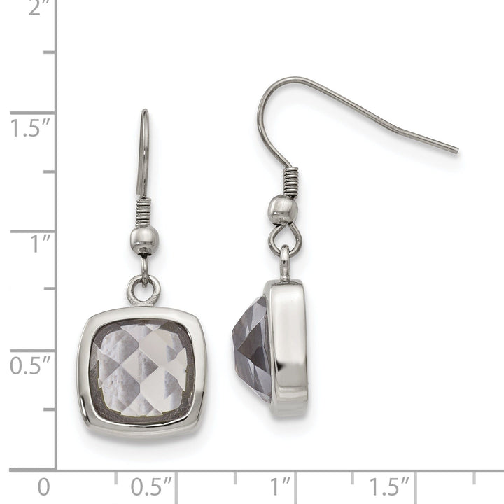 Stainless Square Glass Shepherd Hook Earrings