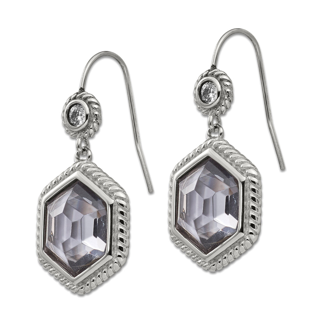 Stainless Steel Antiqued Glass CZ Earrings