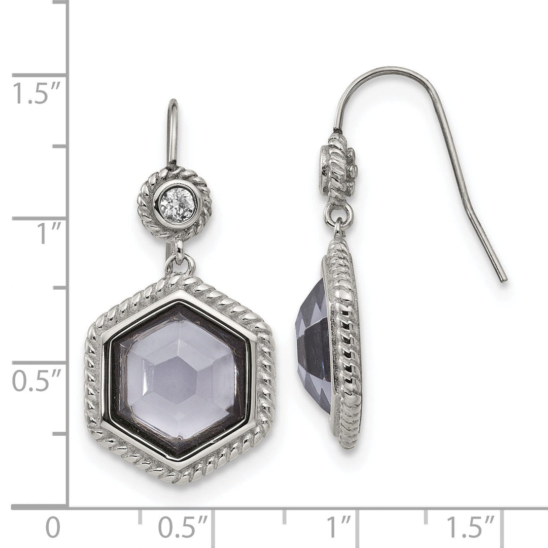 Stainless Steel Antiqued Glass CZ Earrings