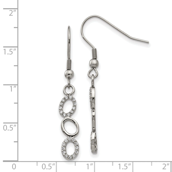 Stainless Steel CZ Shepherd Hook Earrings