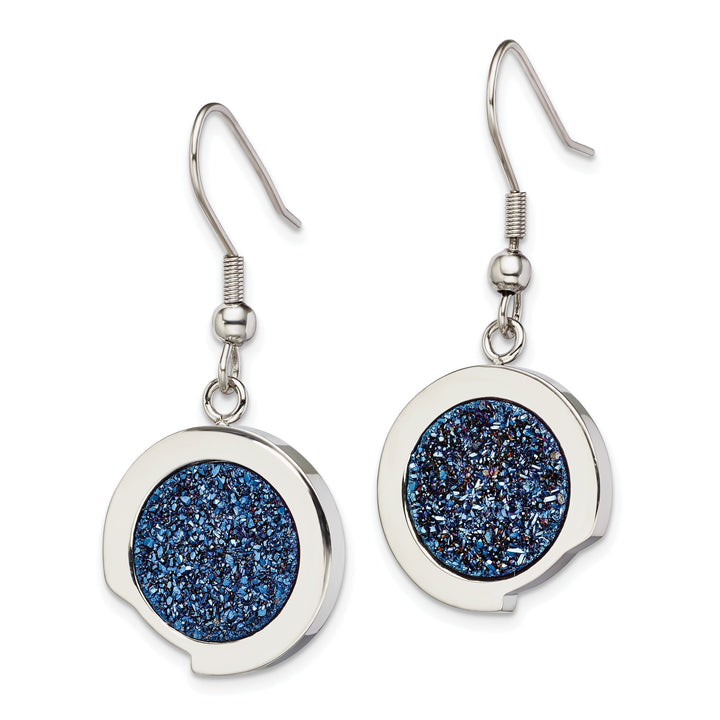 Stainless Steel Blue Druzy Stone Earrings