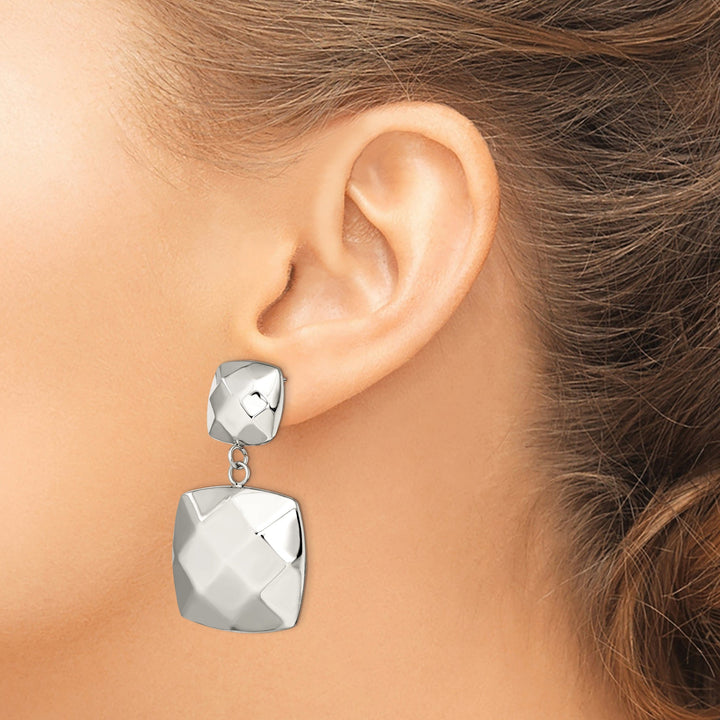 Stainless Steel Squares Post Dangle Earrings