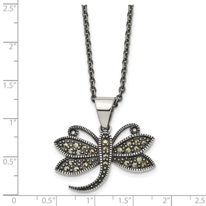 Stainless Steel Butterfly Marcasite Necklace
