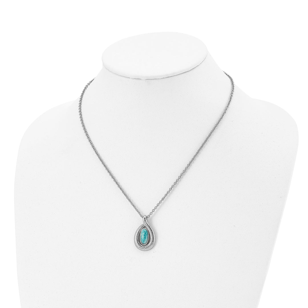 Stainless Steel Textured Jade necklace