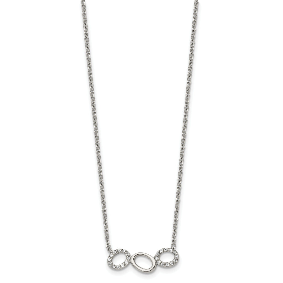 Stainless Steel Polished CZ Necklace