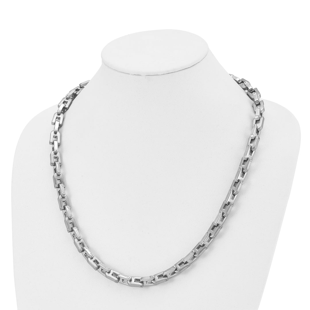 Stainless Steel Brushed and Polished Link Necklace