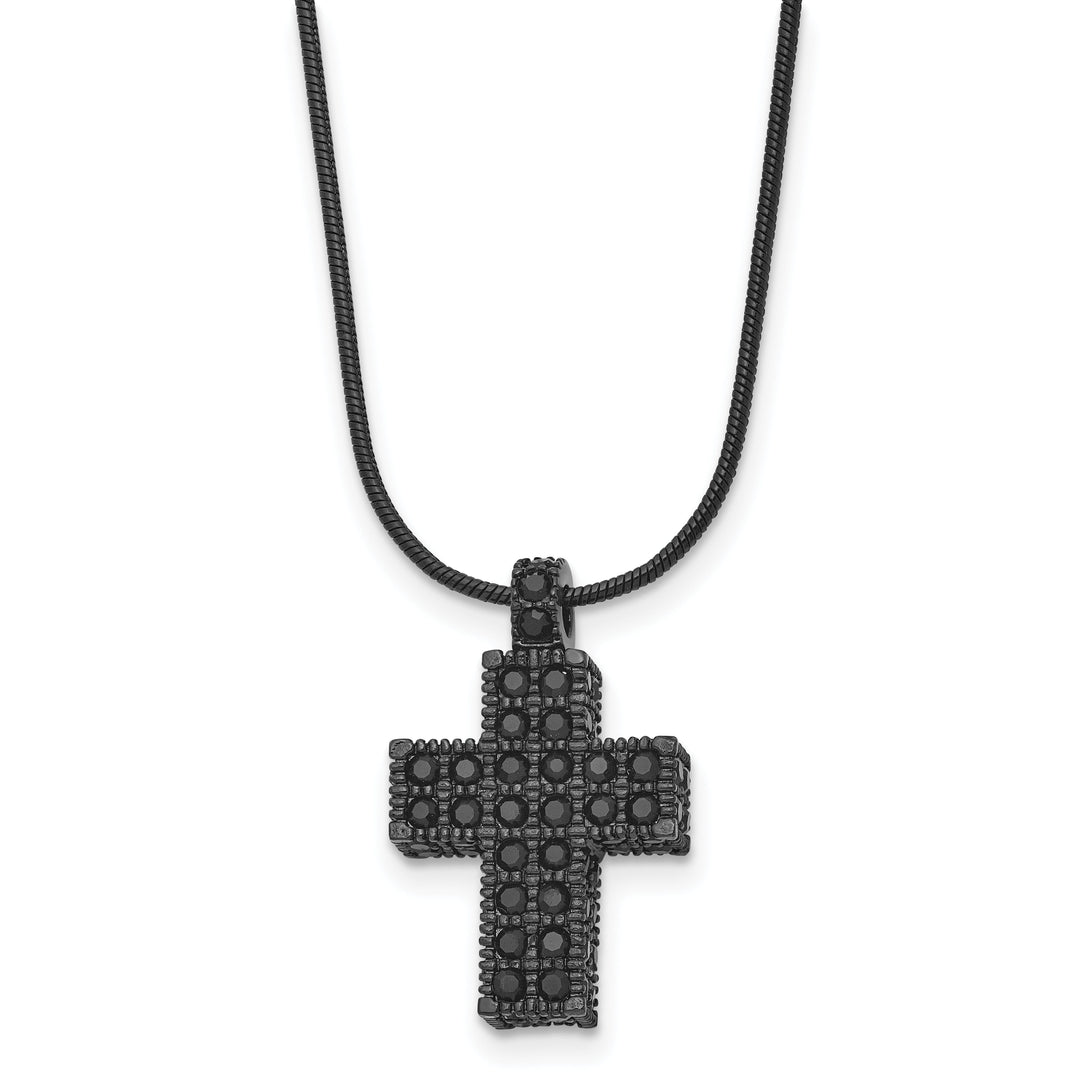 Stainless Steel Black Crystal Cross necklace