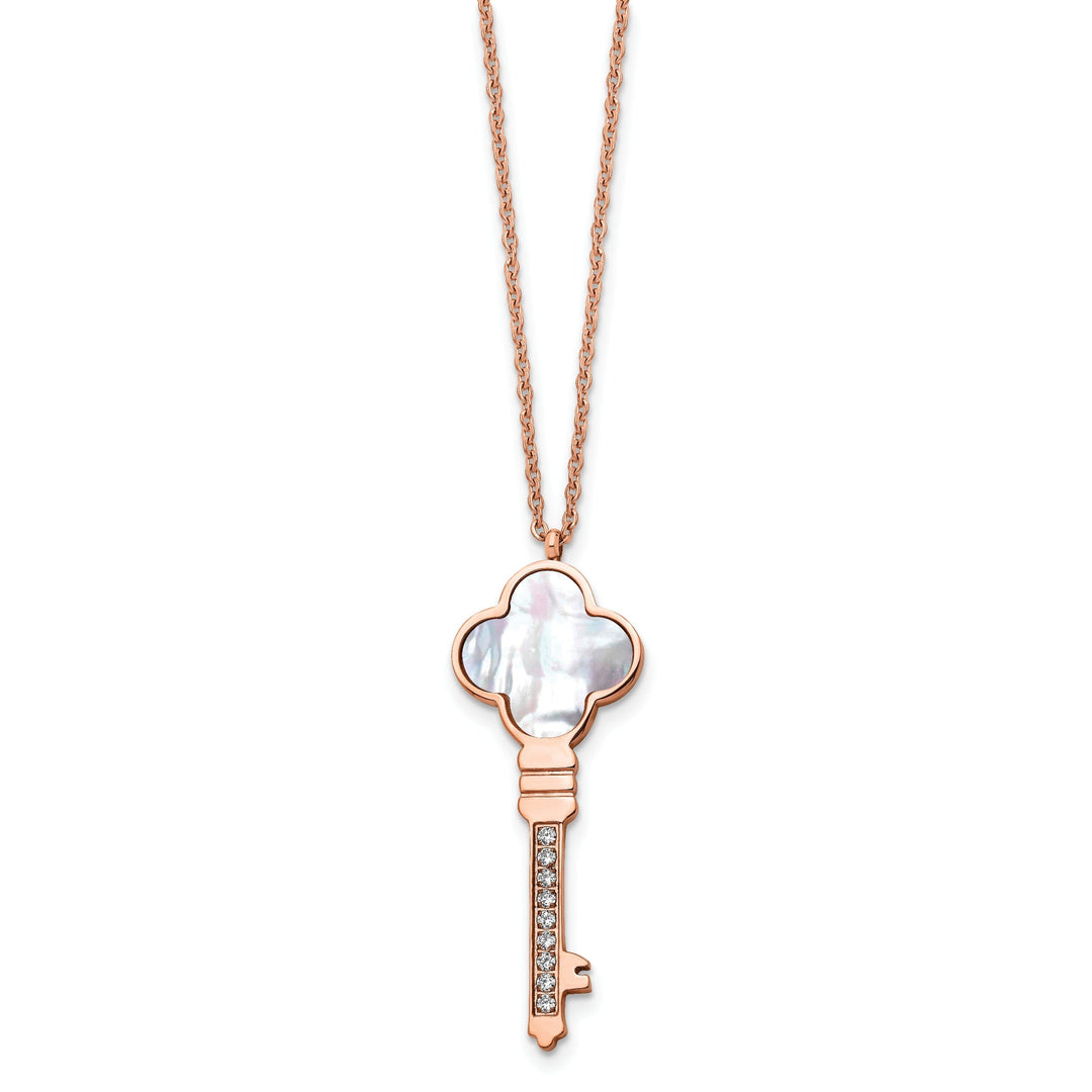 Stainless Steel Rose Pearl Key necklace
