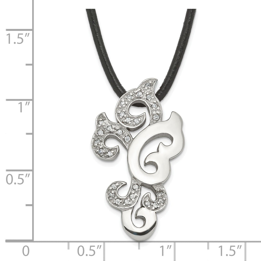 Stainless Steel Stylish C.Z Pendant Necklace