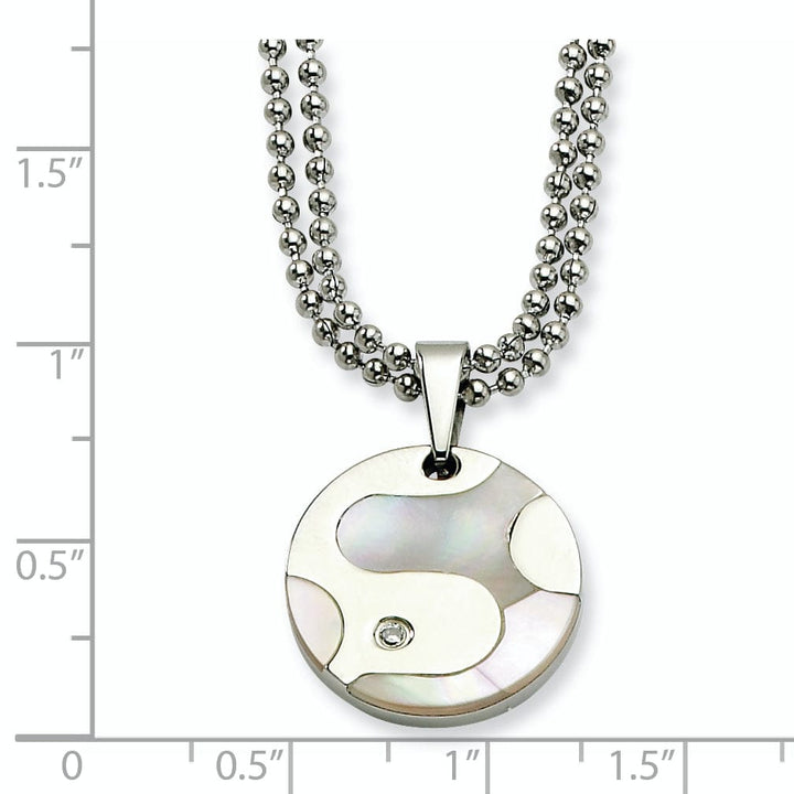Stainless Steel Polished Pearl Circle Necklace