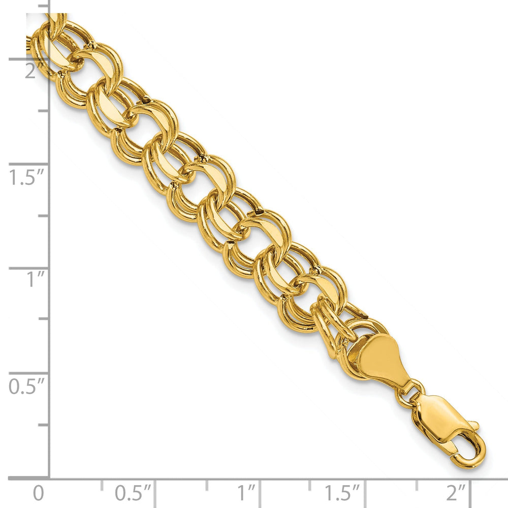 14k Yellow Gold Diamond Cut Charm Bracelet - 8.25-inch, 9mm, Lobster Clasp