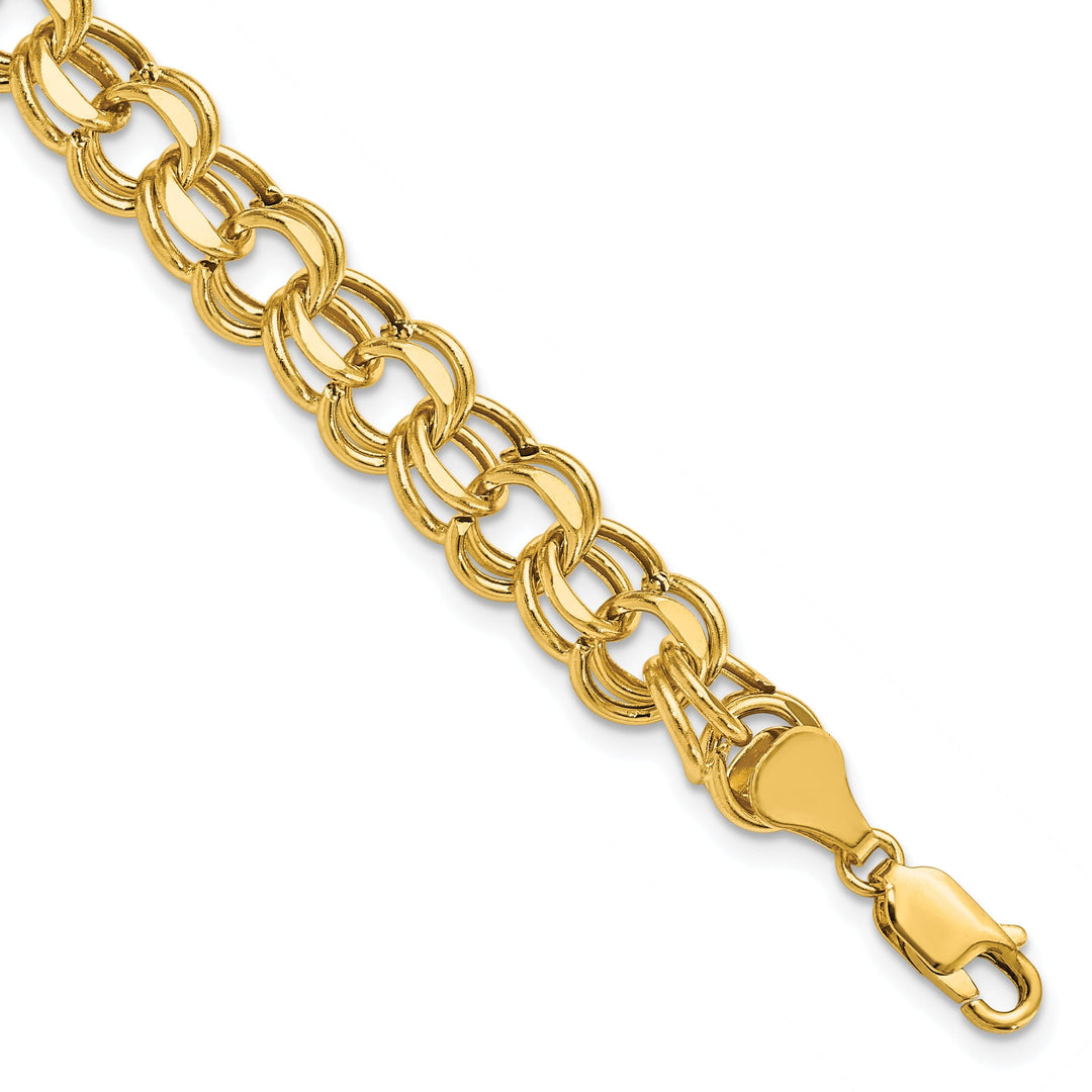 14k Yellow Gold Diamond Cut Charm Bracelet - 8.25-inch, 9mm, Lobster Clasp