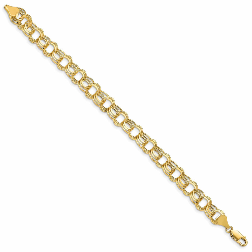 14k Gold Lite Triple Link Charm Bracelet