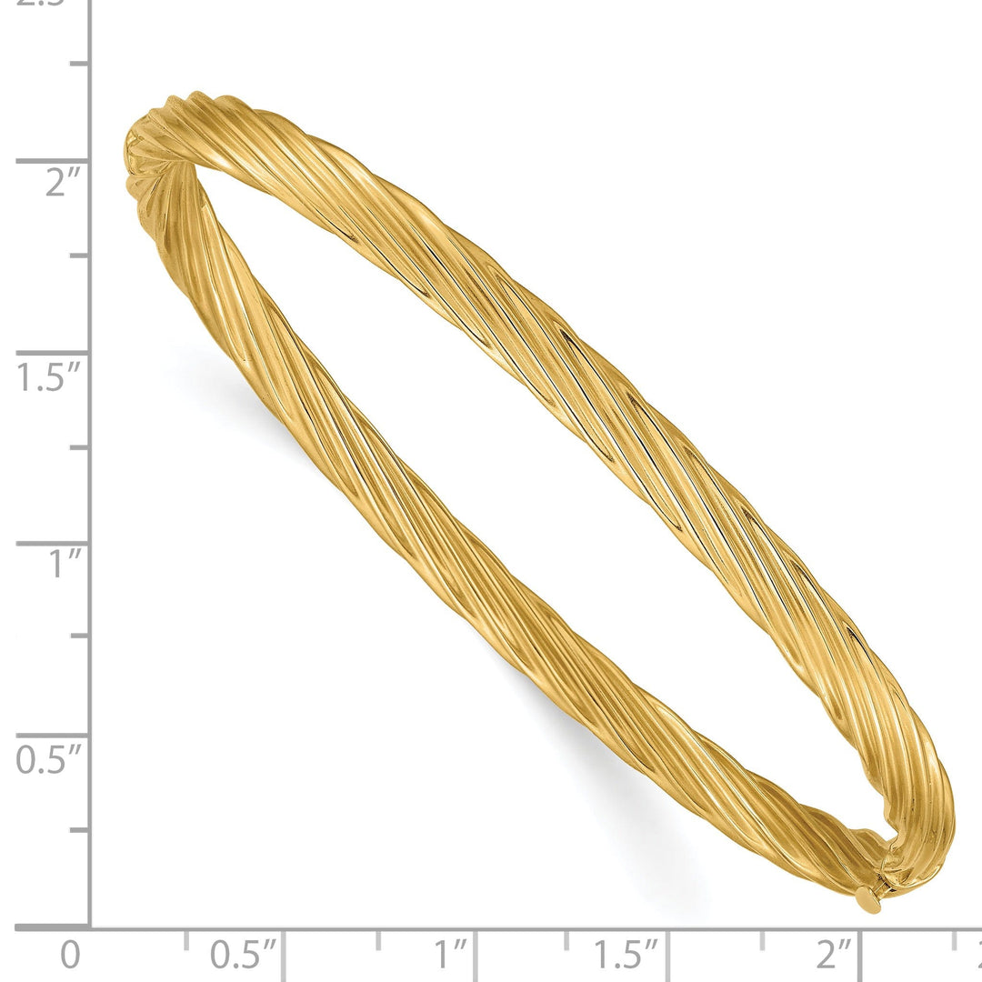 14k Yellow Gold Swirl Hinged Bangle Bracelet