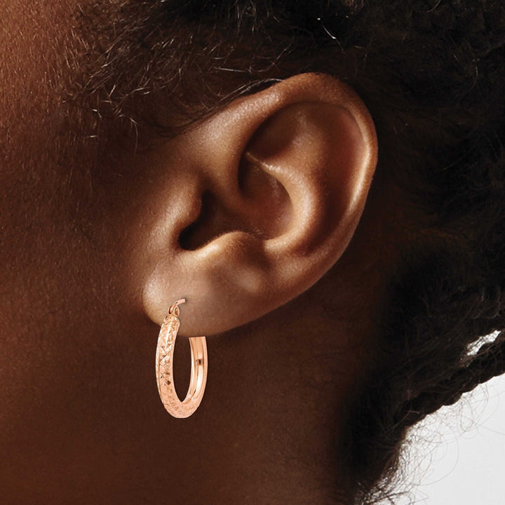 14k Rose Gold Gold 3MM D.C Hoop Earrings