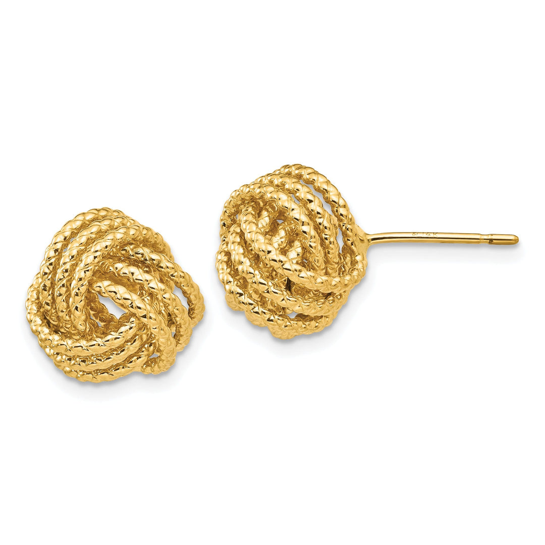 14k Yellow Gold Twisted Love Knot Post Earrings