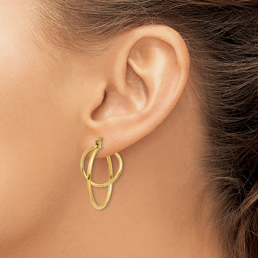 14k Yellow Gold Polished Fashion Hoop Earrings