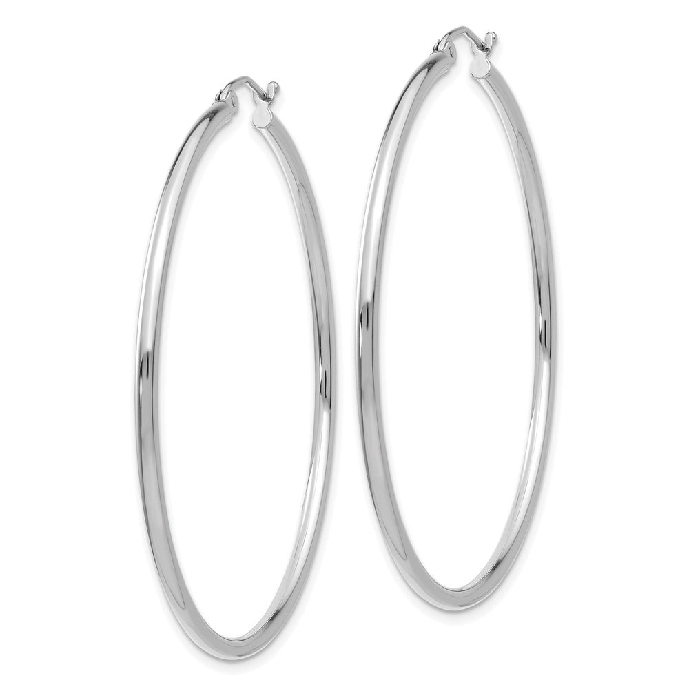 14k White Gold 2MM Round Hoop Earrings