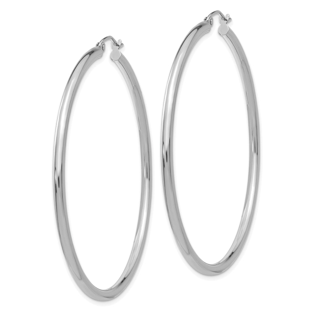 14k White Gold 2.5MM Round Hoop Earrings