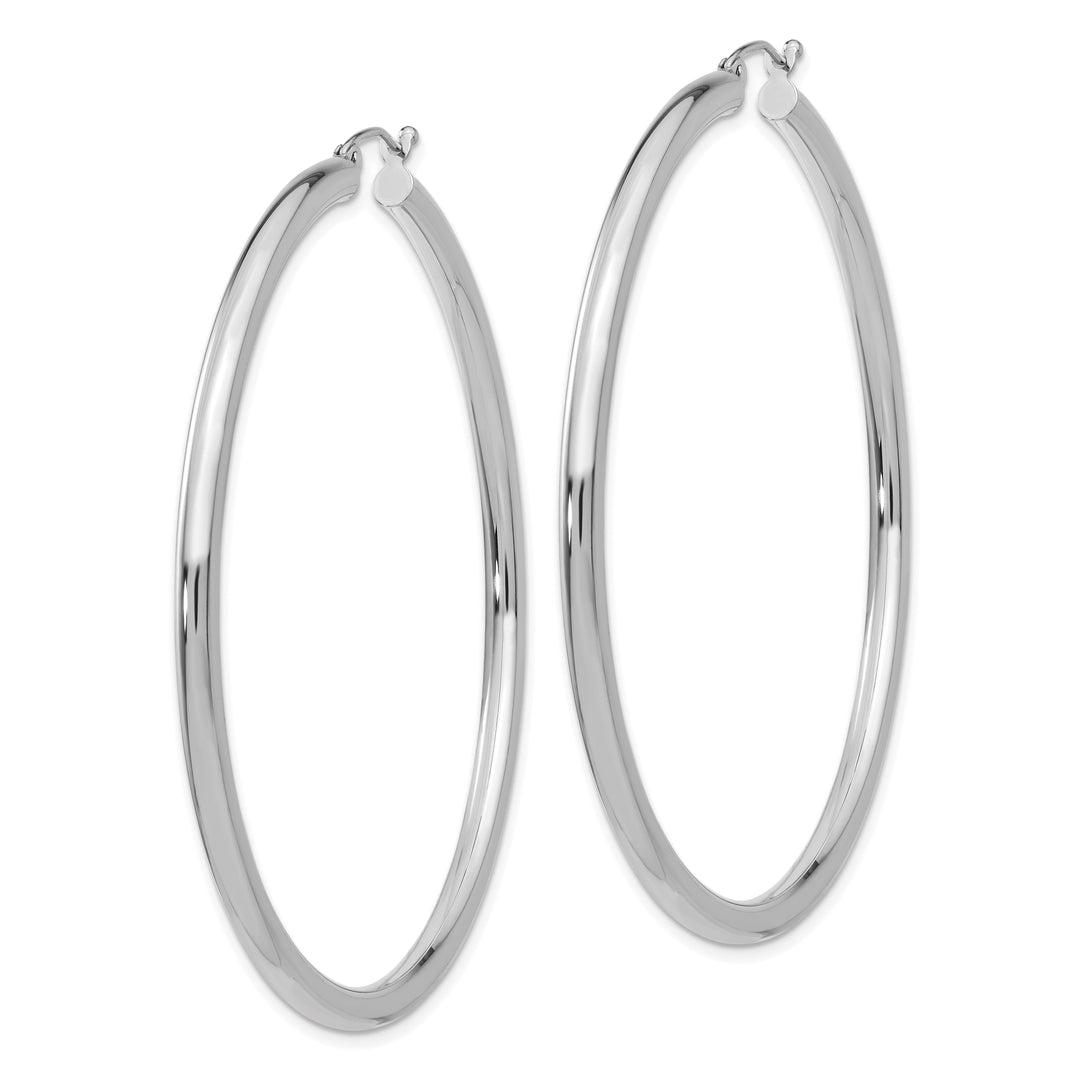 14k White Gold 3MM Hoop Earrings