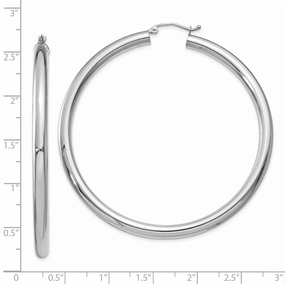 14k White Gold Polished 4MM Lightweight Round Hoop