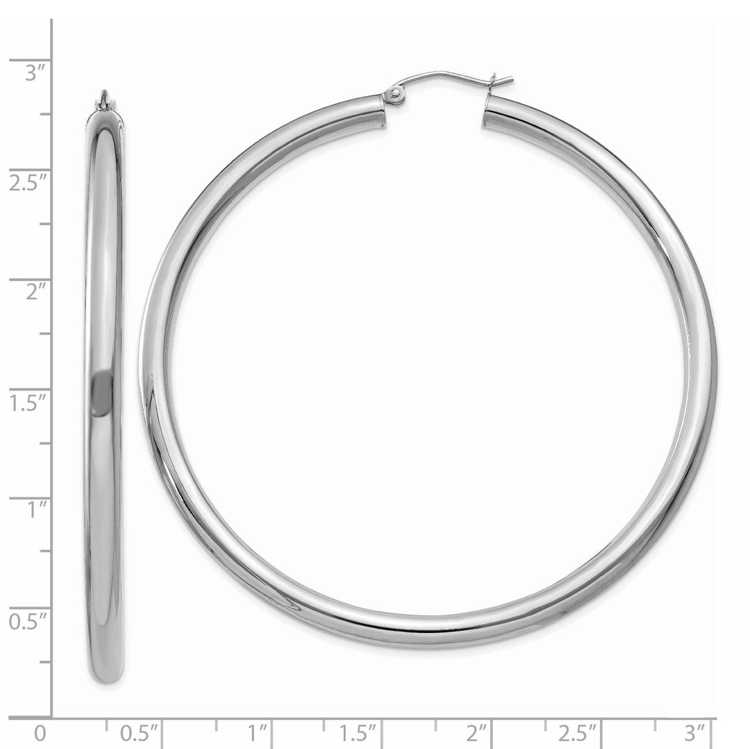 14k White Gold 4MM x 65MM Tube Hoop Earrings