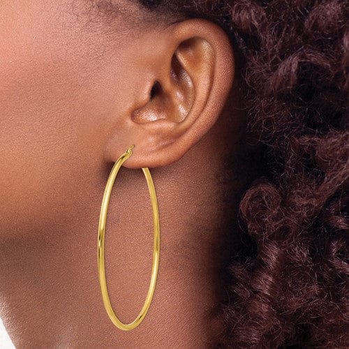 14k Yellow Gold Lightweight Tube Hoop Earrings