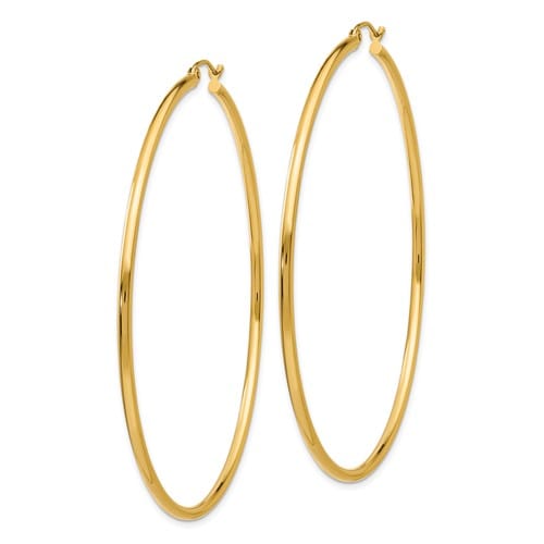 14k Yellow Gold Lightweight Tube Hoop Earrings 2M
