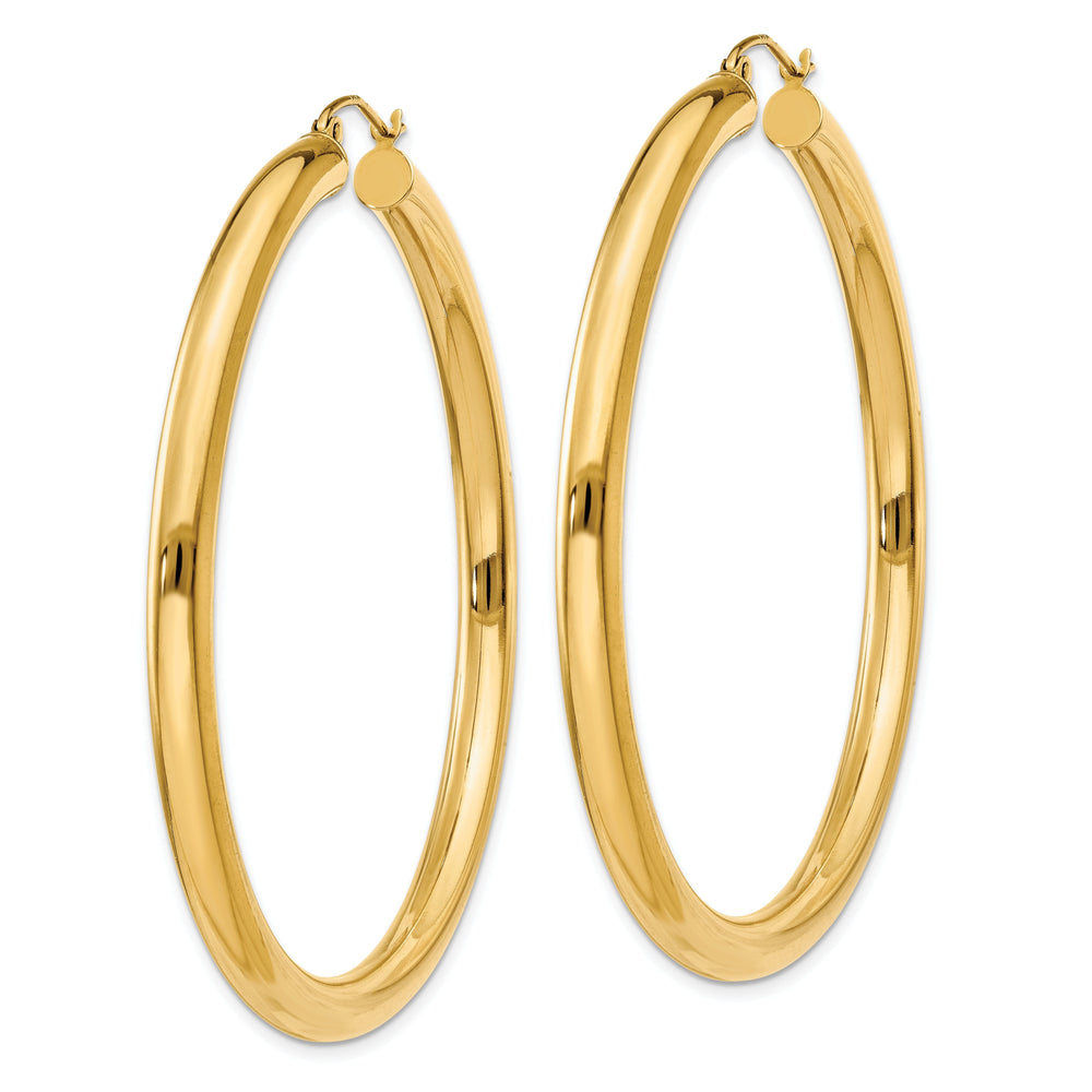 14k Yellow Gold 4MM x 55MM Tube Hoop Earrings