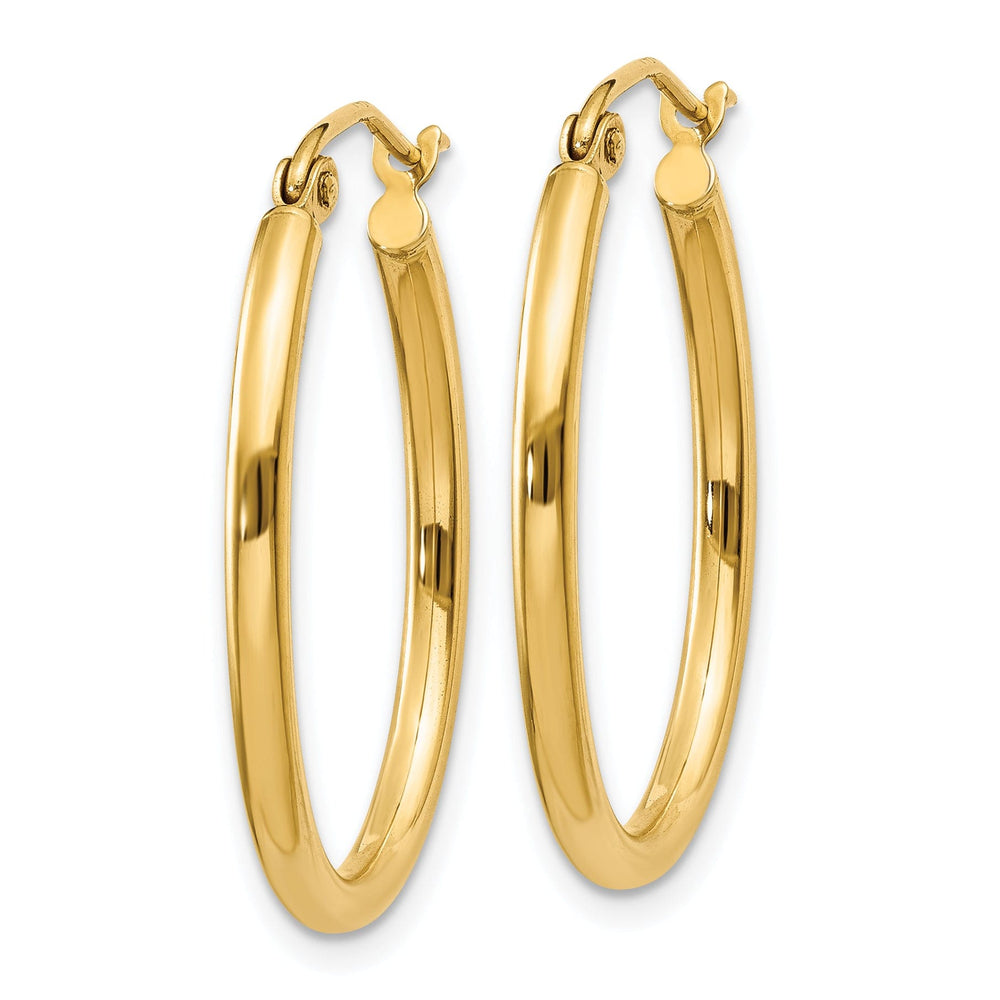 14k Yellow Gold Oval Polished Hoop Earrings