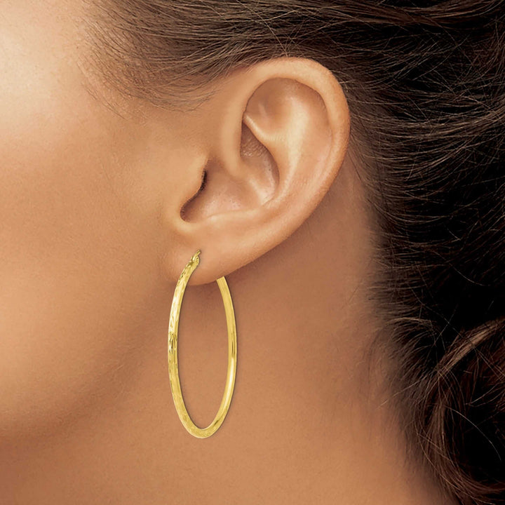 10kt Yellow Gold Textured Hinged Hoop Earrings