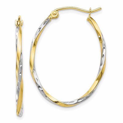 10kt Yellow Gold Oval Hinged Hoop Earrings