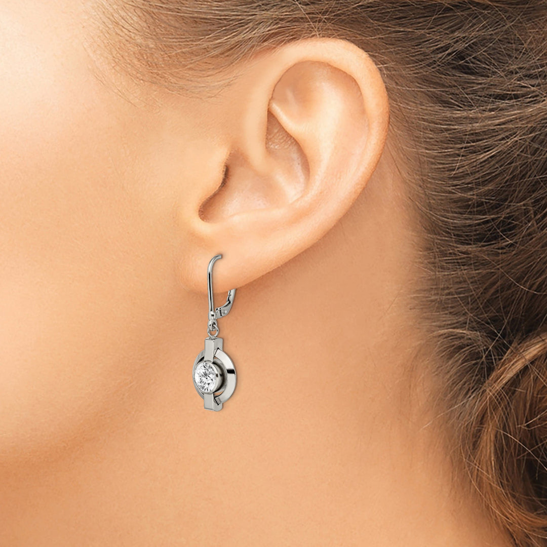 Titanium cubic zirconia leverback Earrings