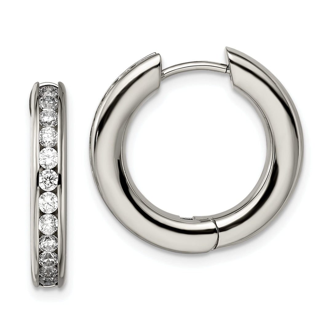 Titanium cubic zirconia hing hoop Earrings