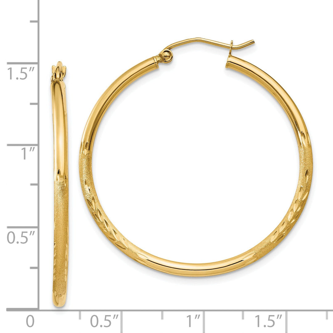 14k Yellow Gold Satin D.C 2MM Round Tube Earrings