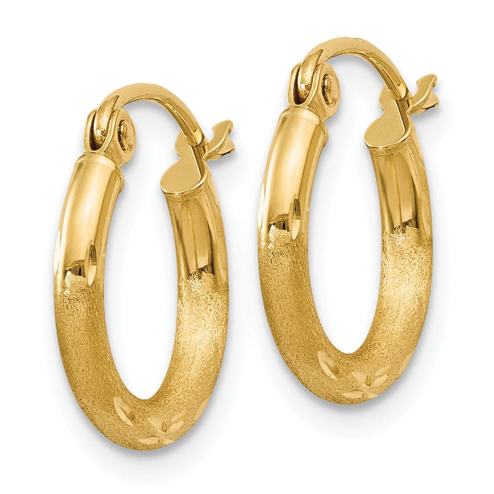 14k Yellow Gold Satin D.C 2MM Hoop Earrings