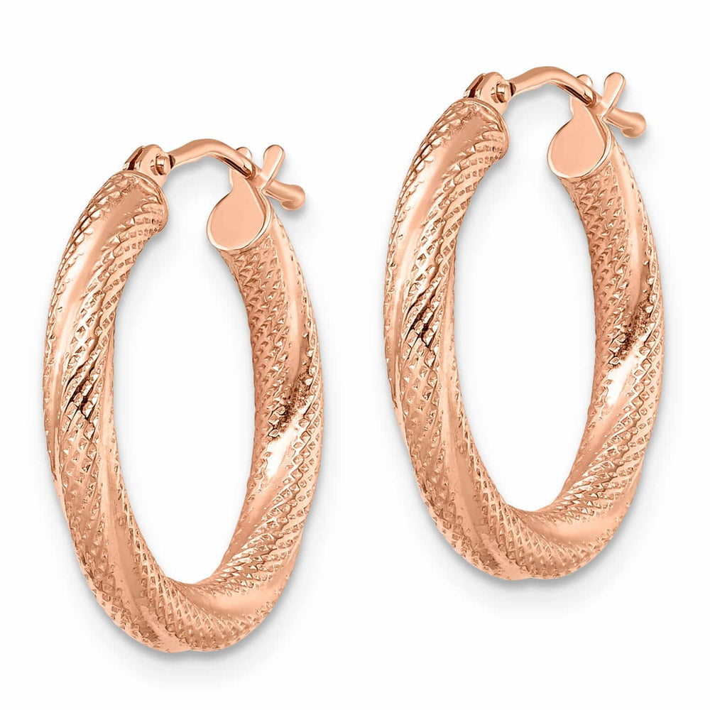 10kt Rose Gold Textured Hinged Hoop Earrings