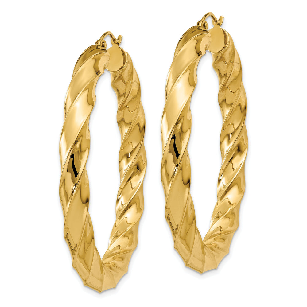 14k Yellow Gold 4.25MM Twisted Hoop Earrings
