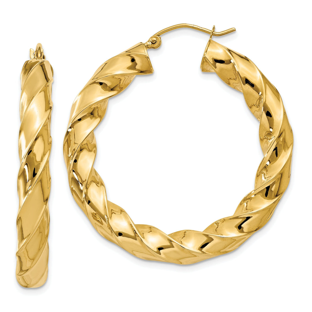 14k Yellow Gold 4.25MM Twisted Hoop Earrings