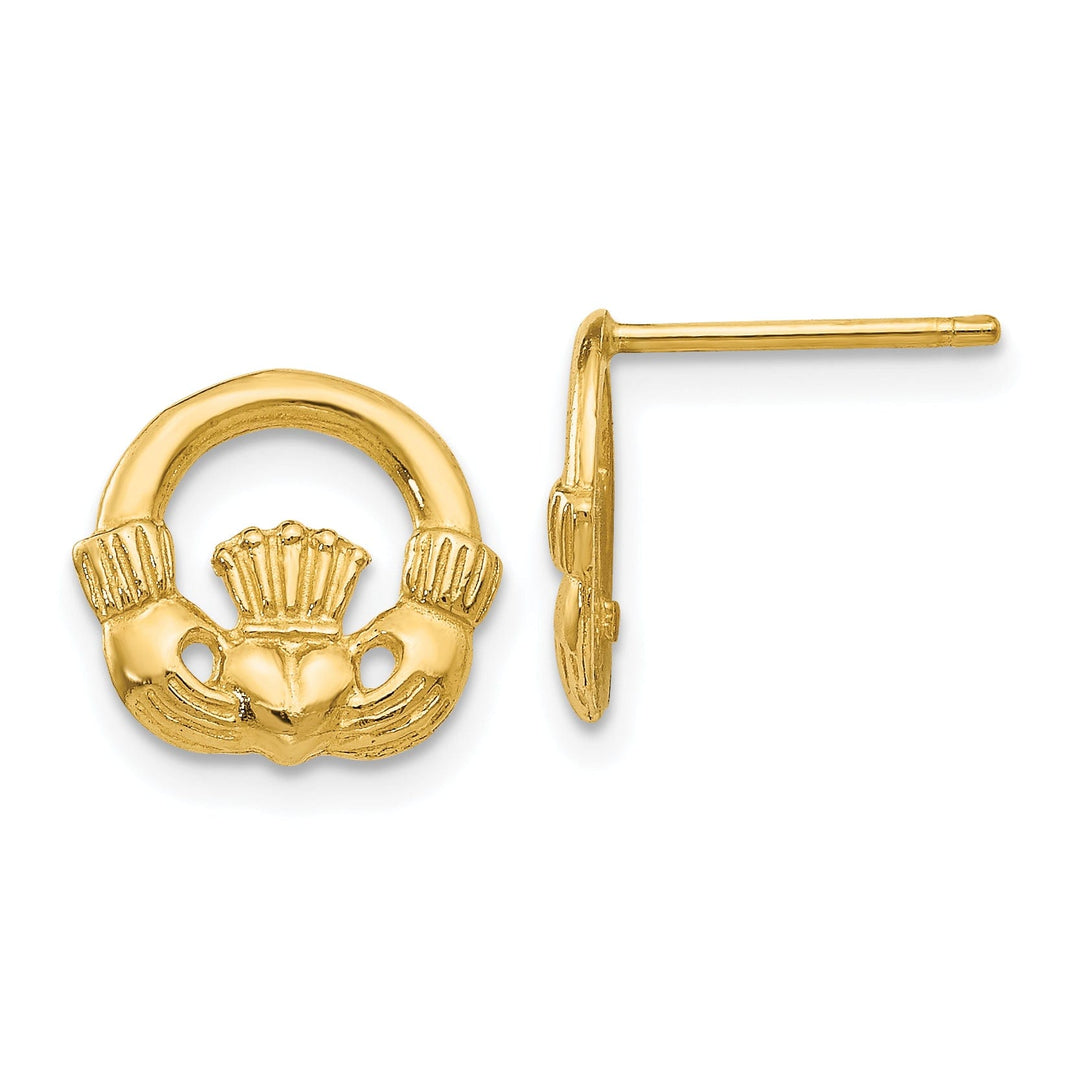 14k Yellow Gold Claddagh Post Earings